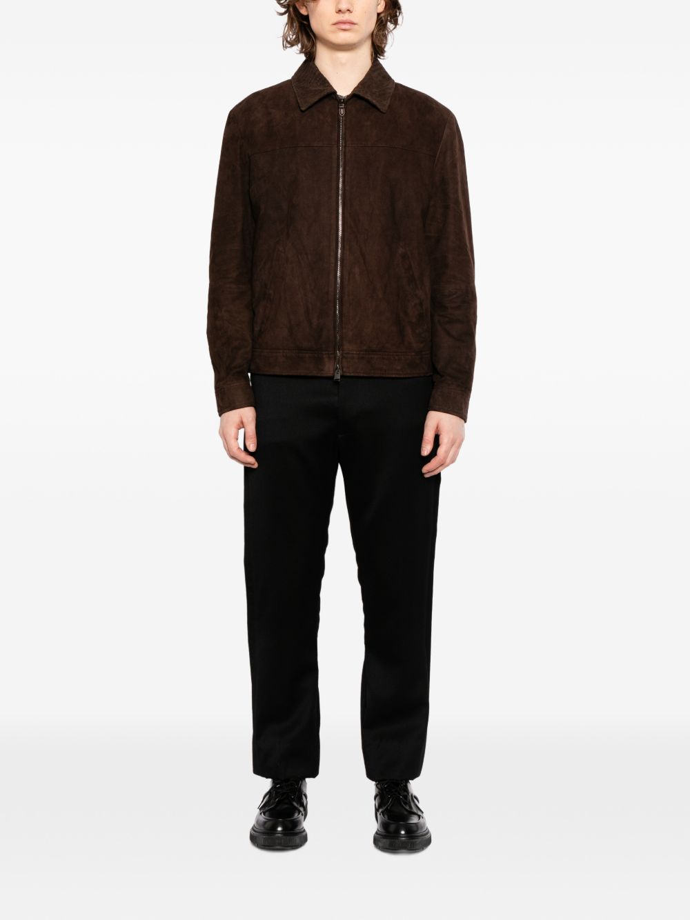 zip suede jacket