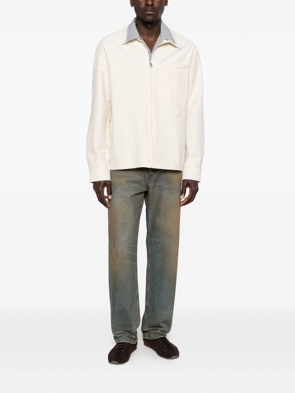 Mecano embroidered-logo zip shirt