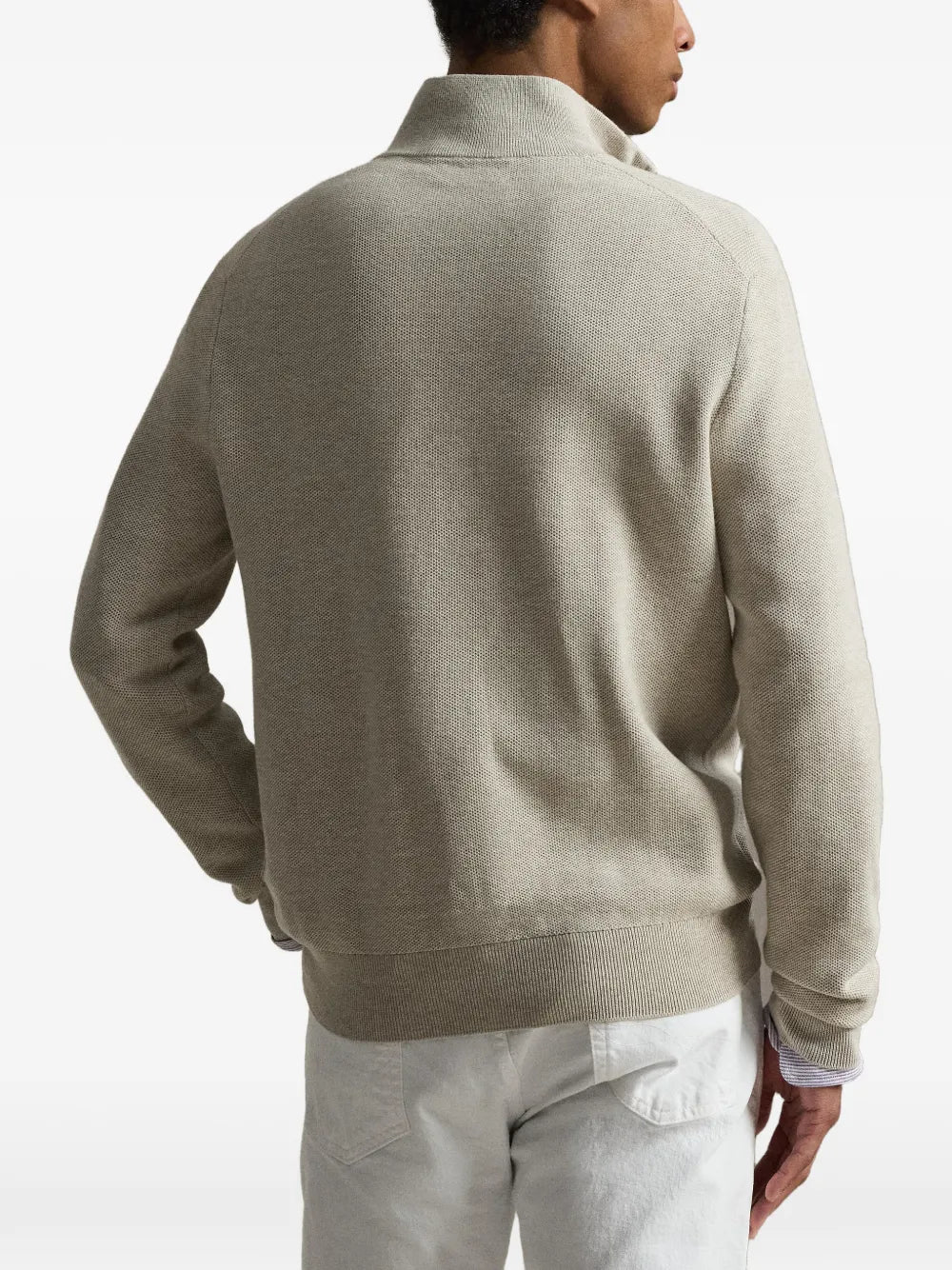 mesh-knit quarter-zip sweater