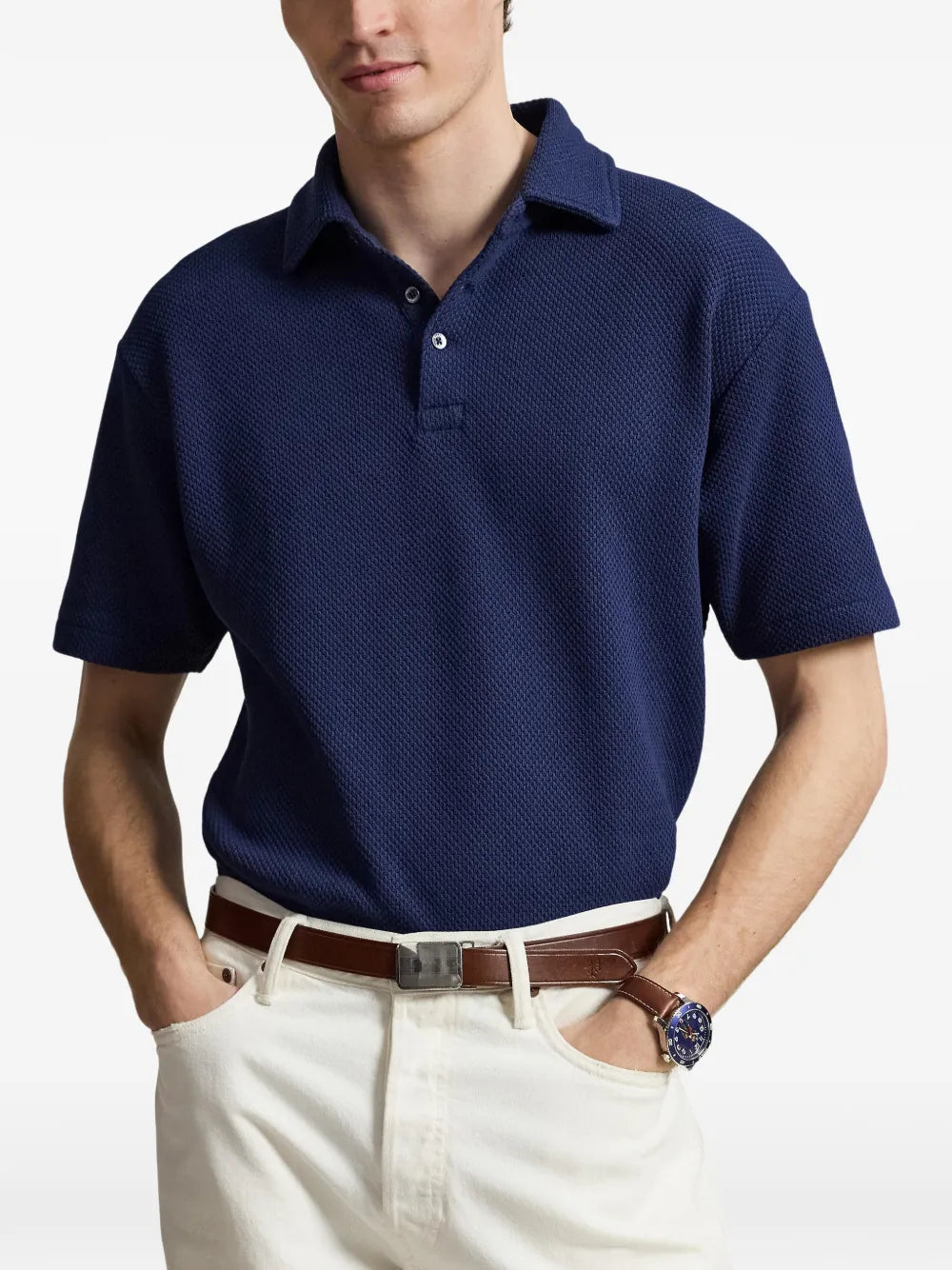 textured polo shirt