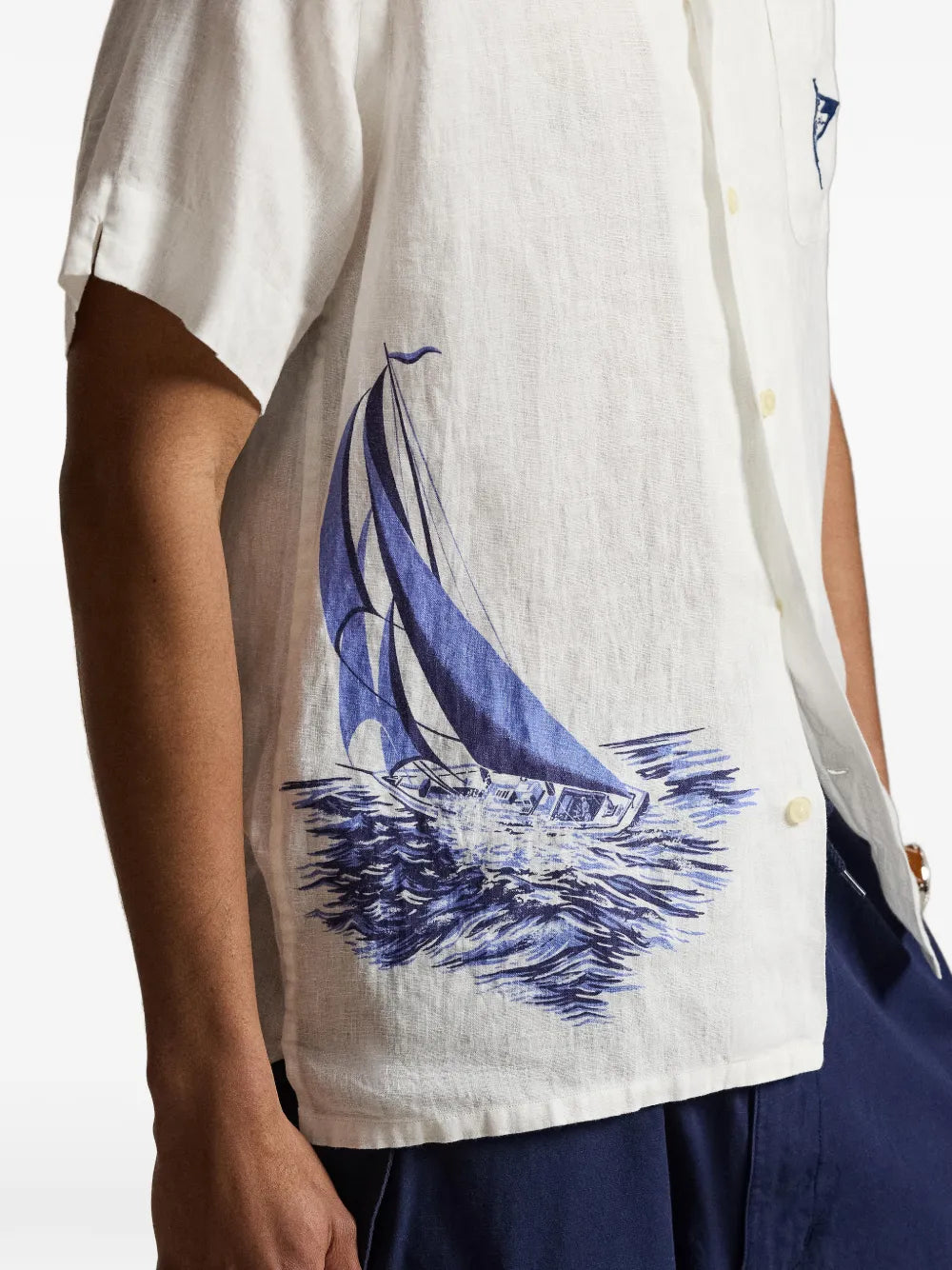 classic fit nautical linen camp shirt