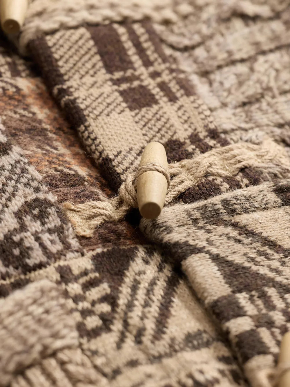 patchwork toggle-fastening cardigan