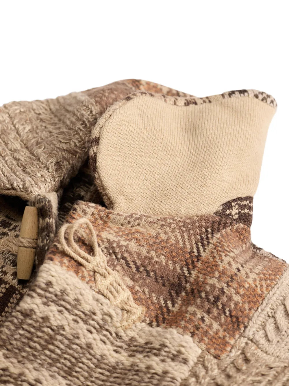 patchwork toggle-fastening cardigan