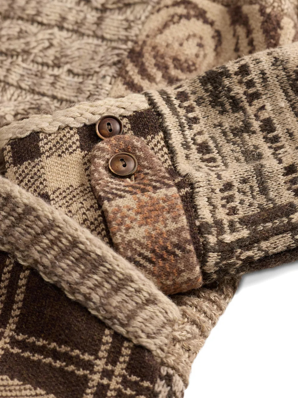 patchwork toggle-fastening cardigan