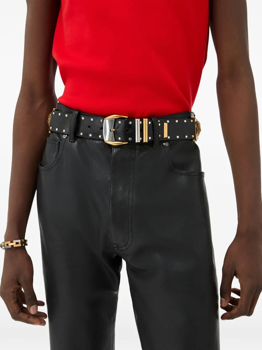 studded leather belt 4 cm