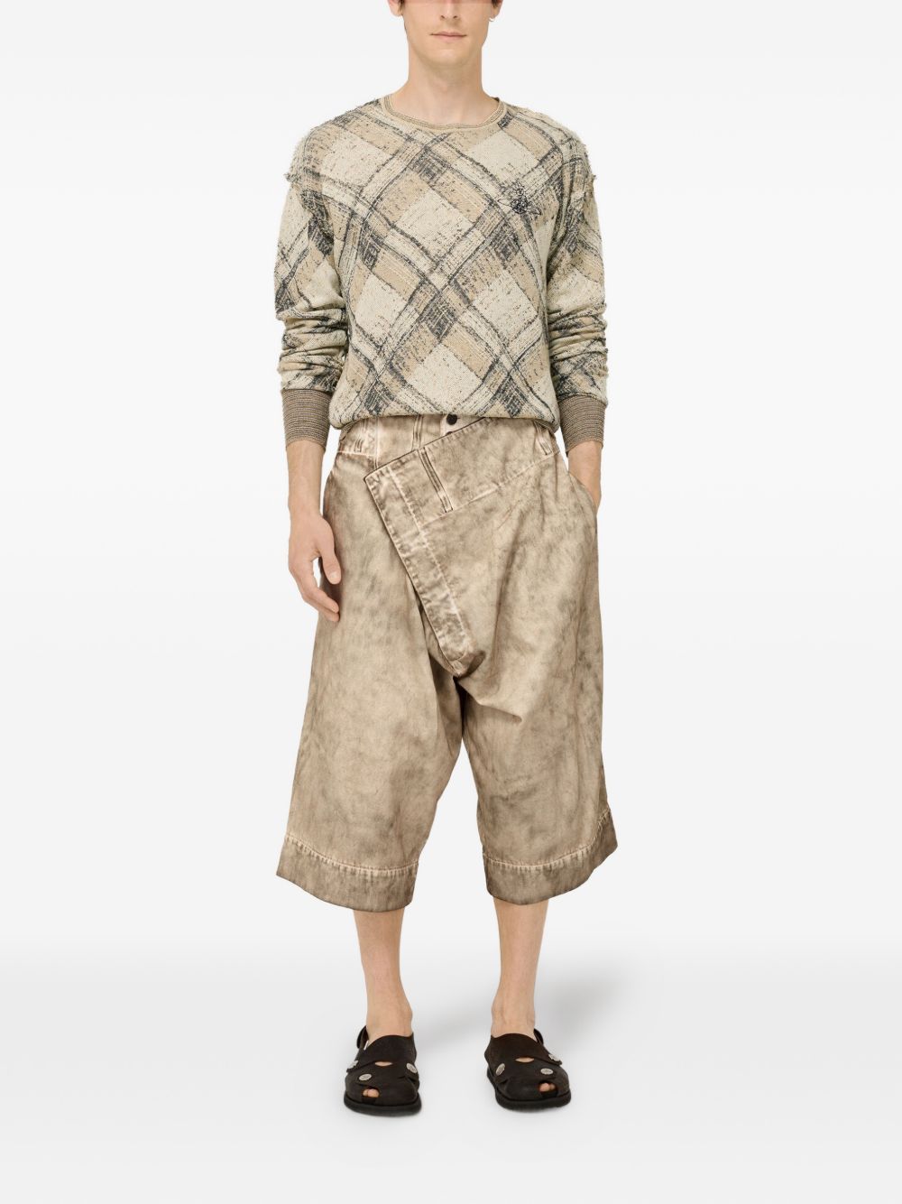 Inferno washed asymmetric shorts