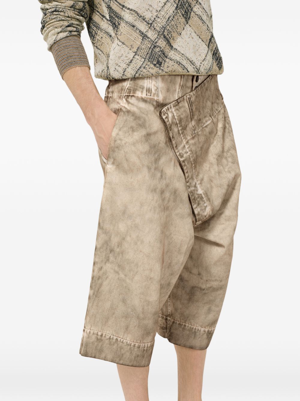 Inferno washed asymmetric shorts