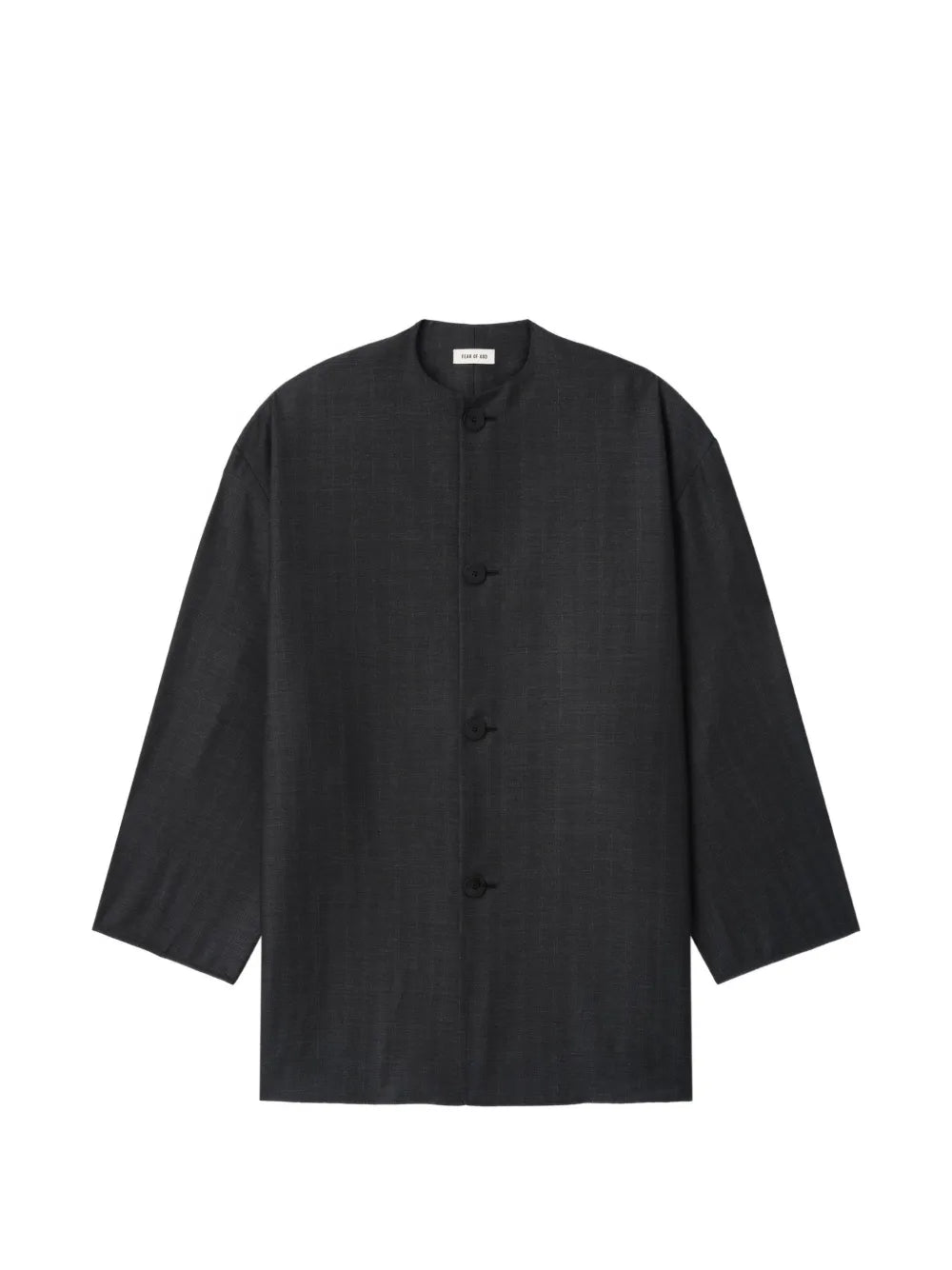 striped collarless jacket