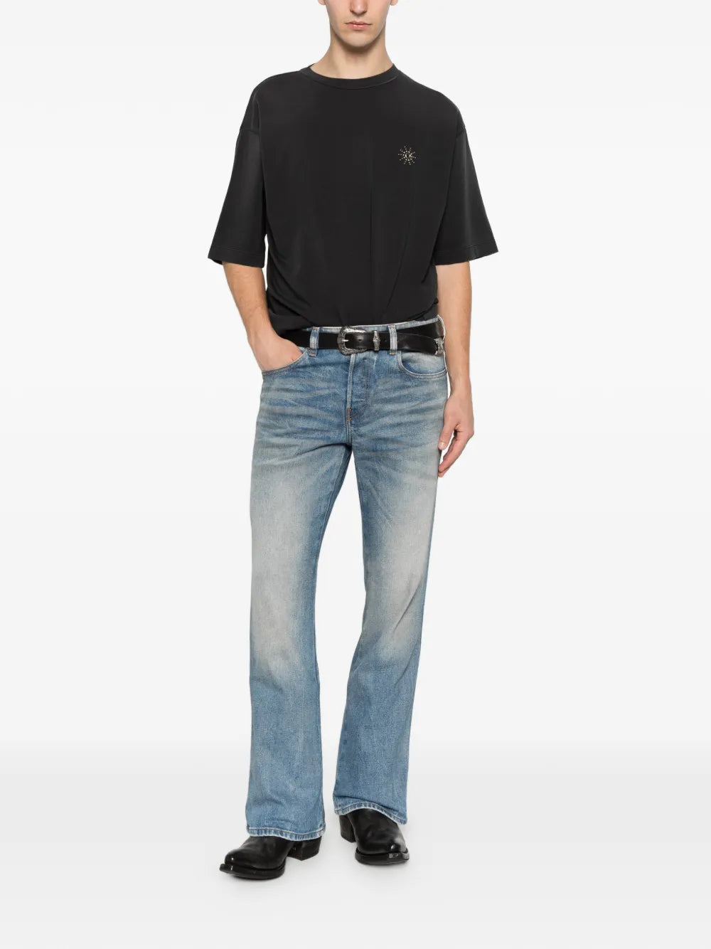 stud-embellished logo-print T-shirt