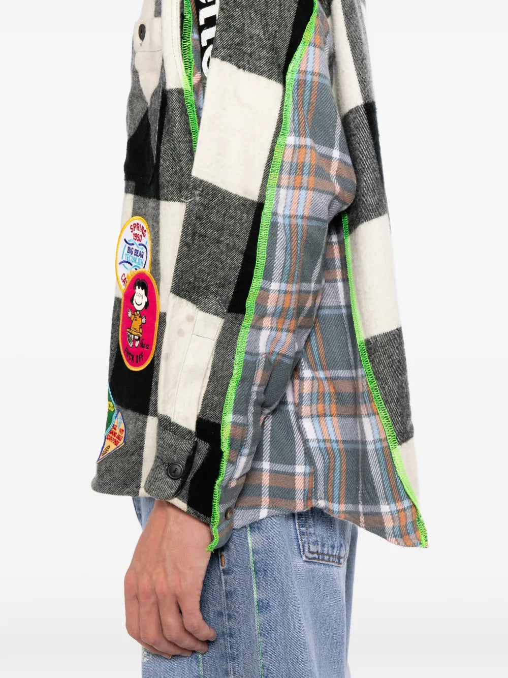 patch-embellished checked shirt