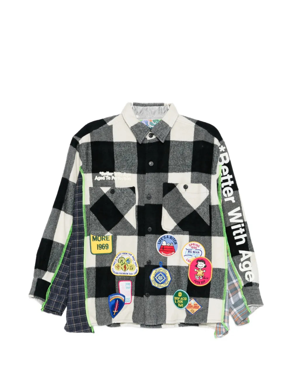 patch-embellished checked shirt