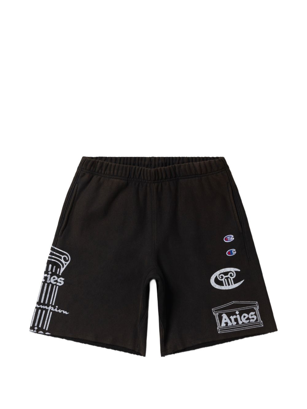 x Aries logo-print raw-cut shorts