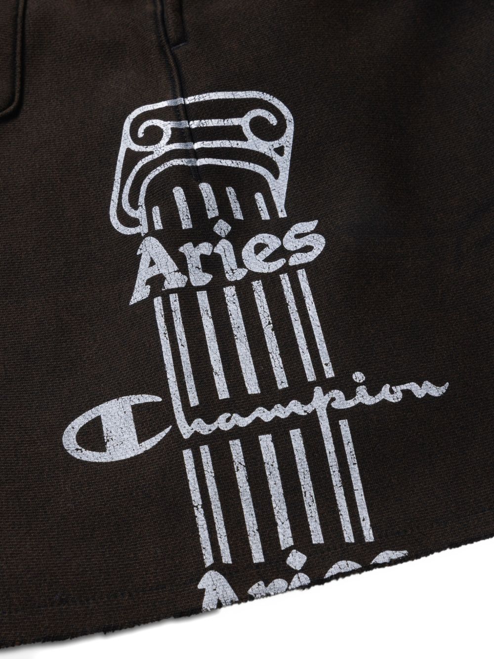 x Aries logo-print raw-cut shorts