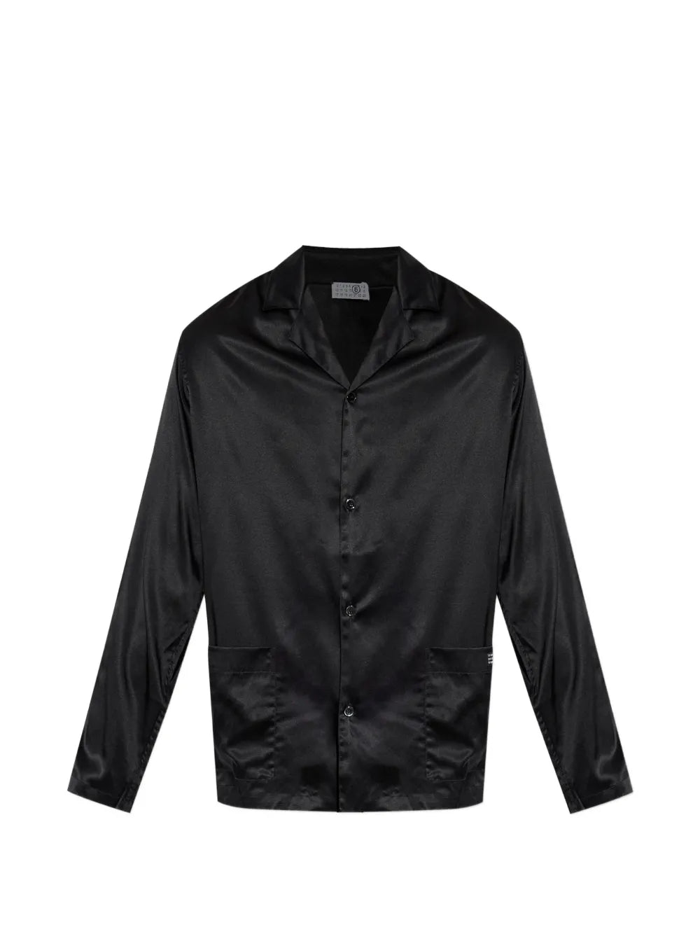 Satin-Finish Patch-Pocket Pajama Shirt