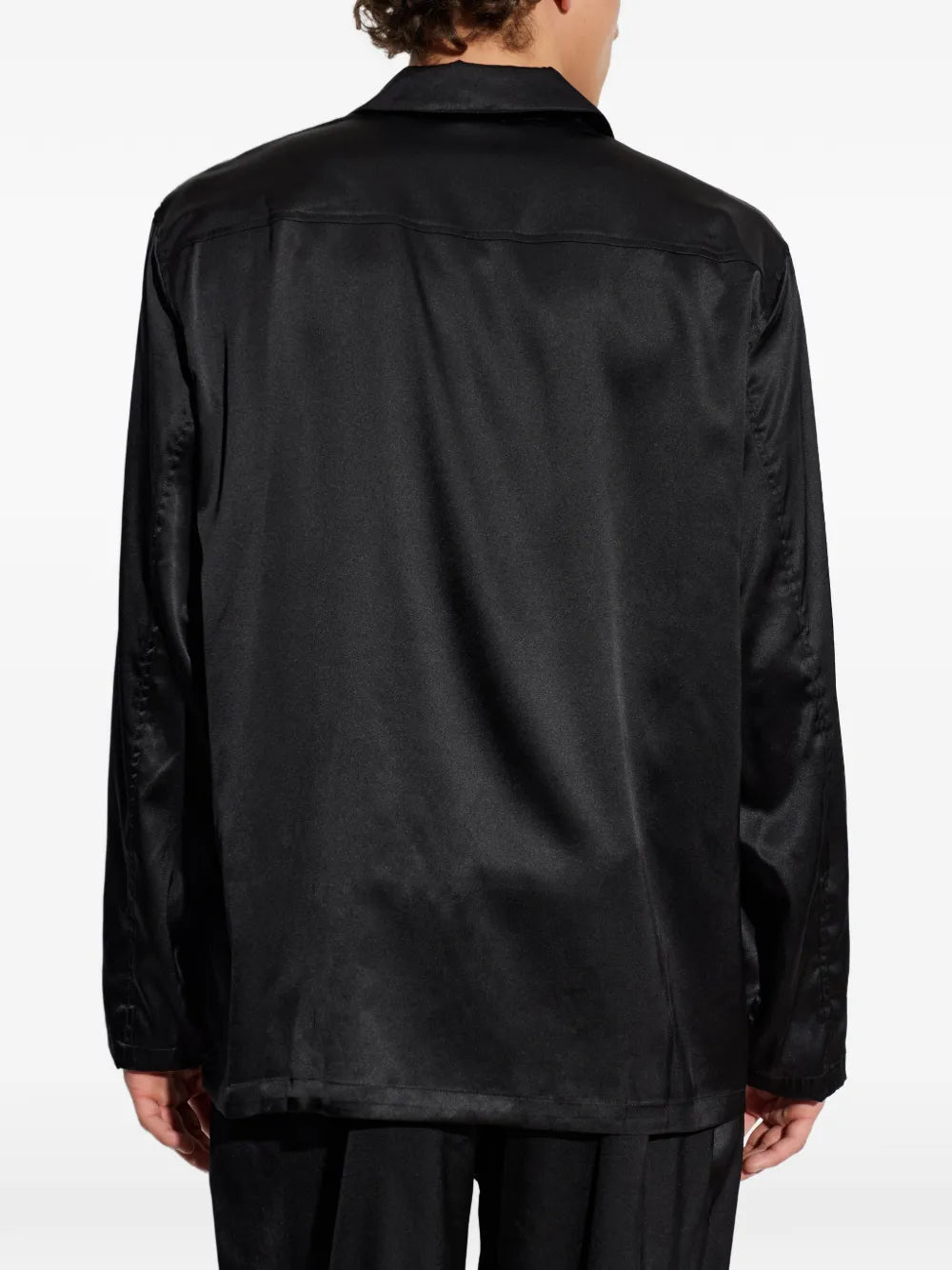 Satin-Finish Patch-Pocket Pajama Shirt