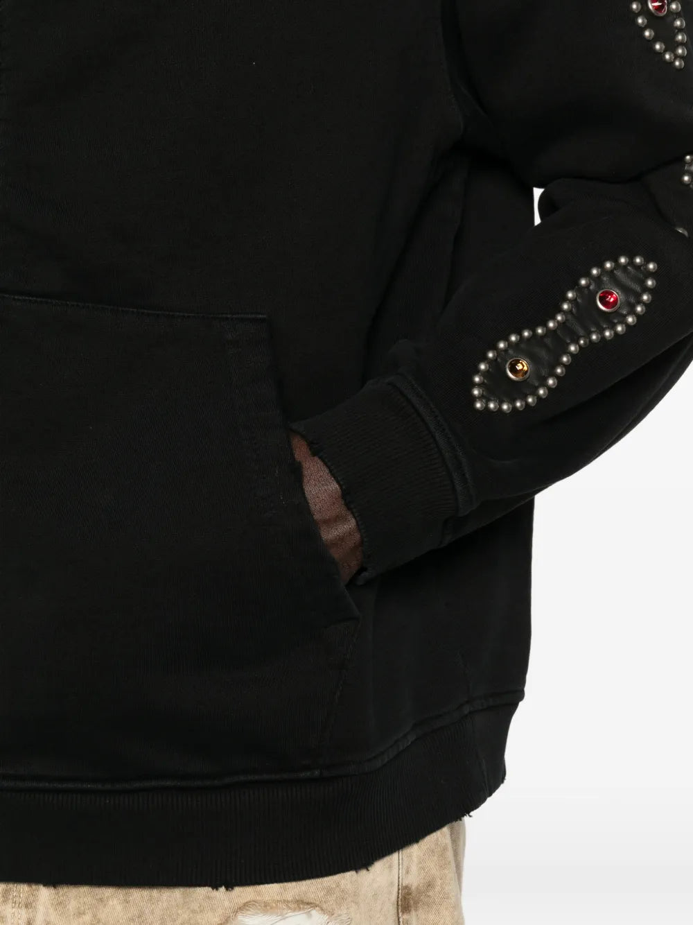 stud-embellished zip-up hoodie