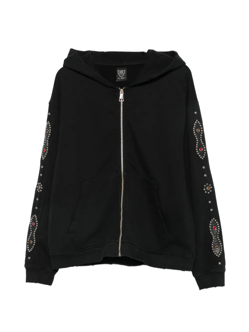 stud-embellished zip-up hoodie