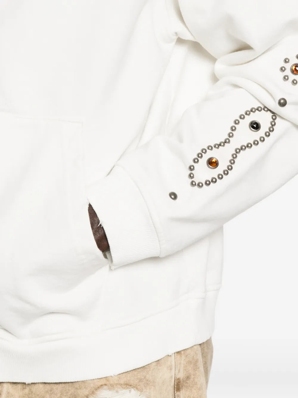 stud-embellished zip-up hoodie