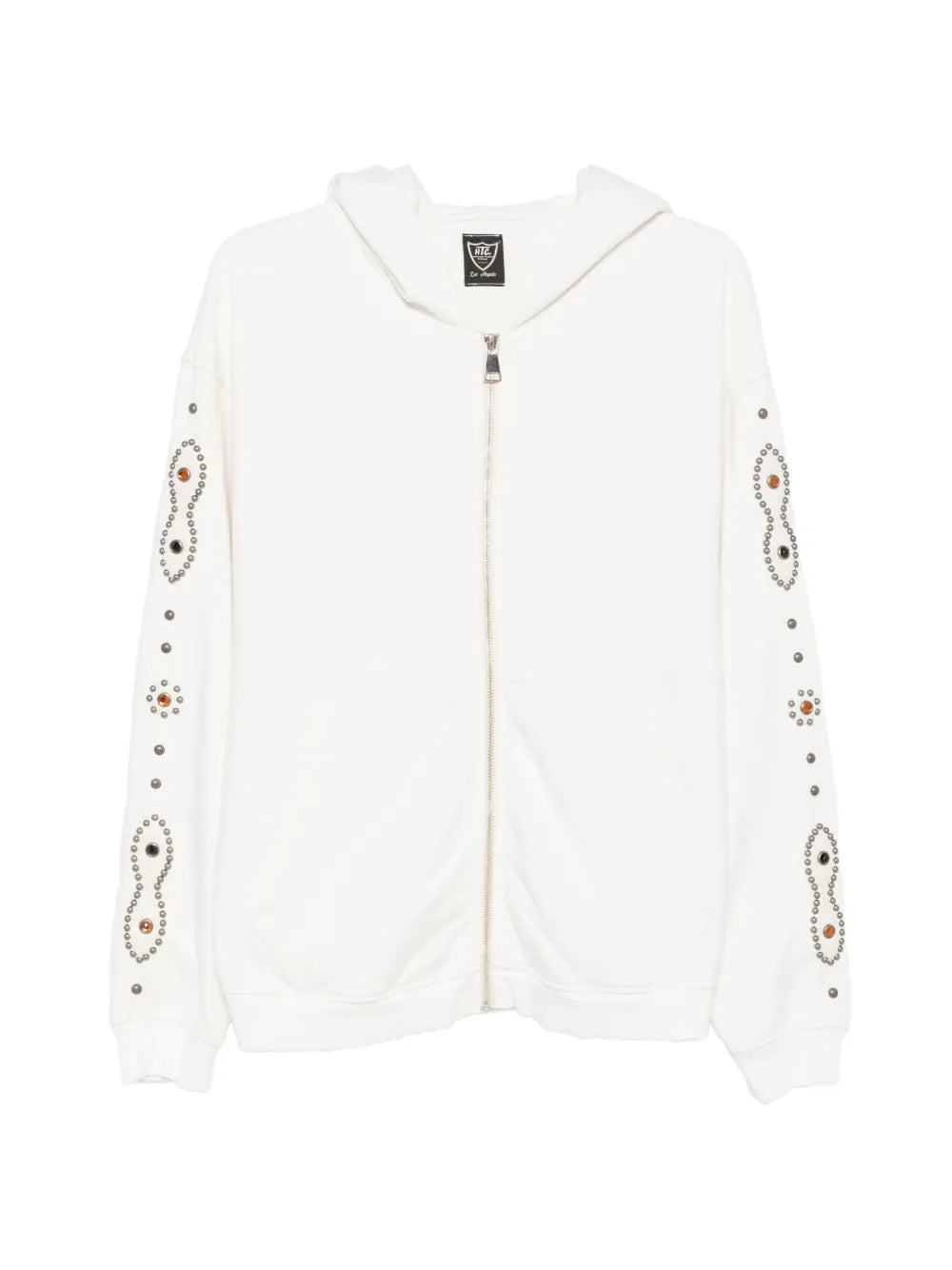 stud-embellished zip-up hoodie