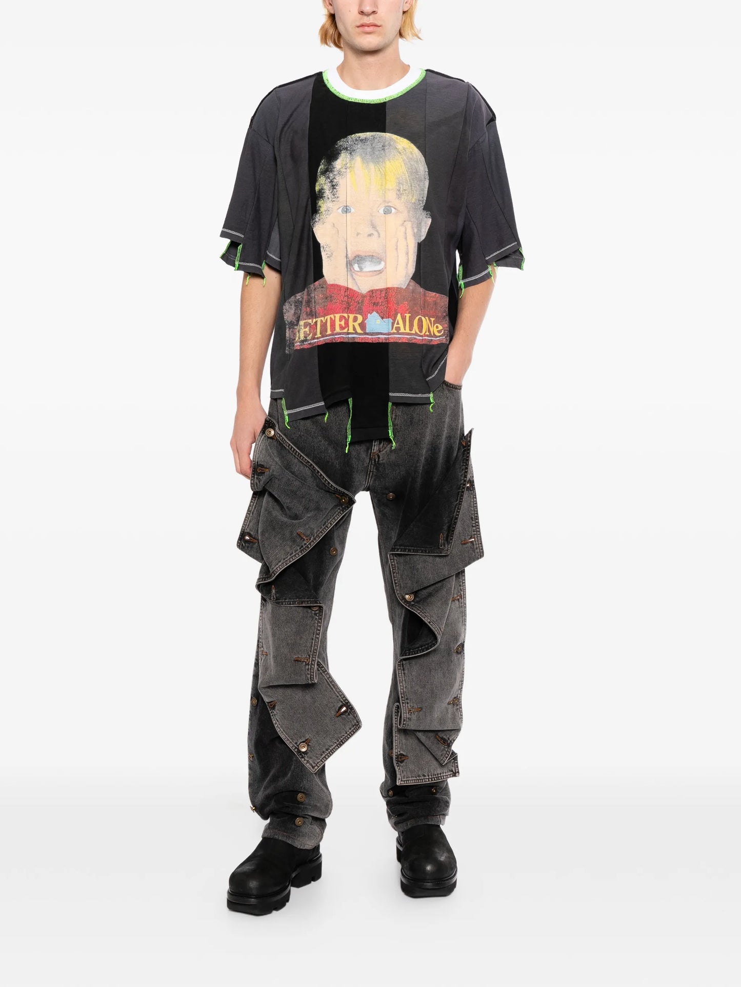 Graphic-Print Panelled T-Shirt