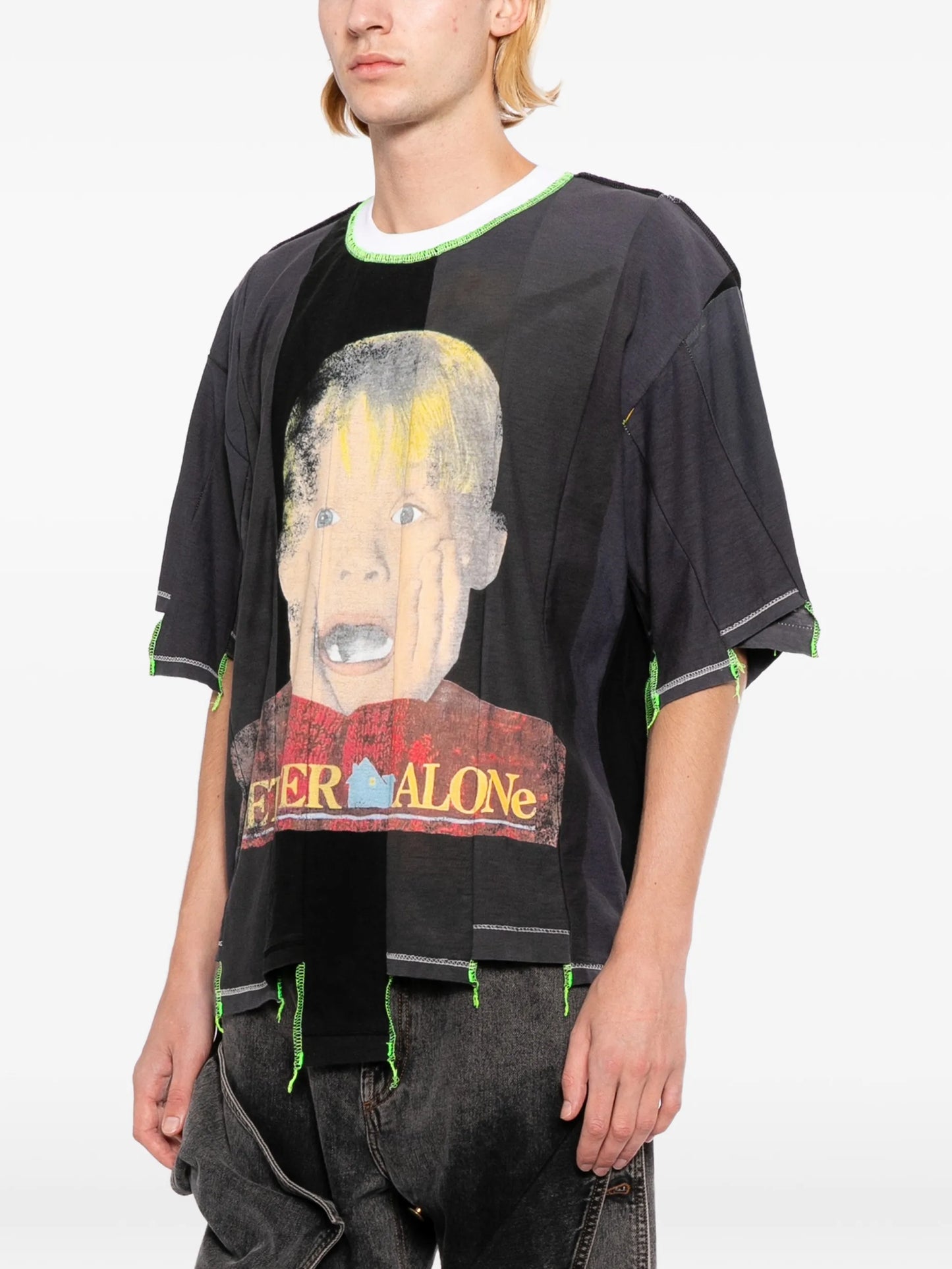 Graphic-Print Panelled T-Shirt