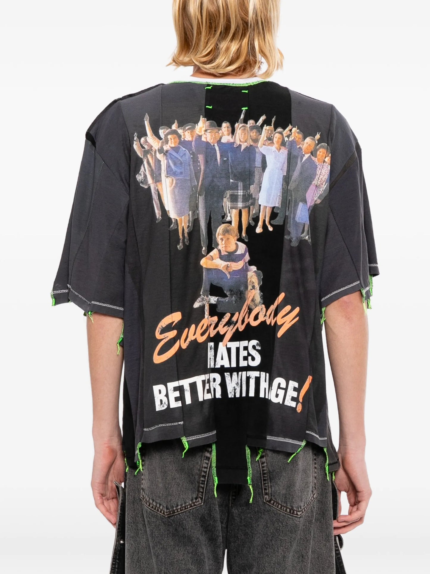 Graphic-Print Panelled T-Shirt