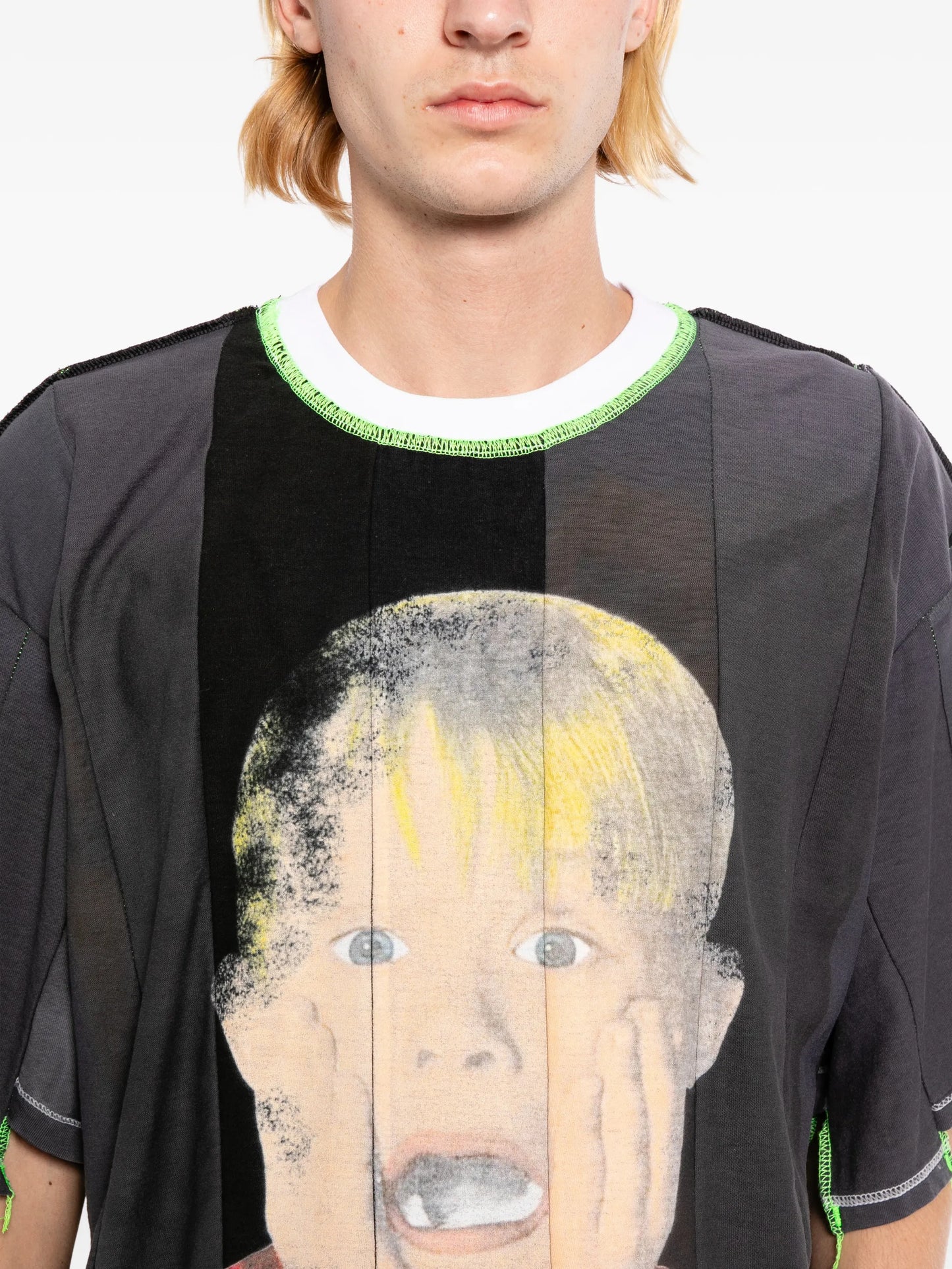 Graphic-Print Panelled T-Shirt