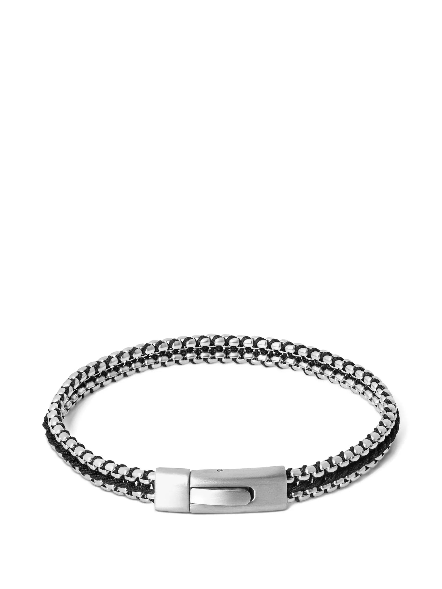 Tris Button Woven-Detail Box-Chain Bracelet
