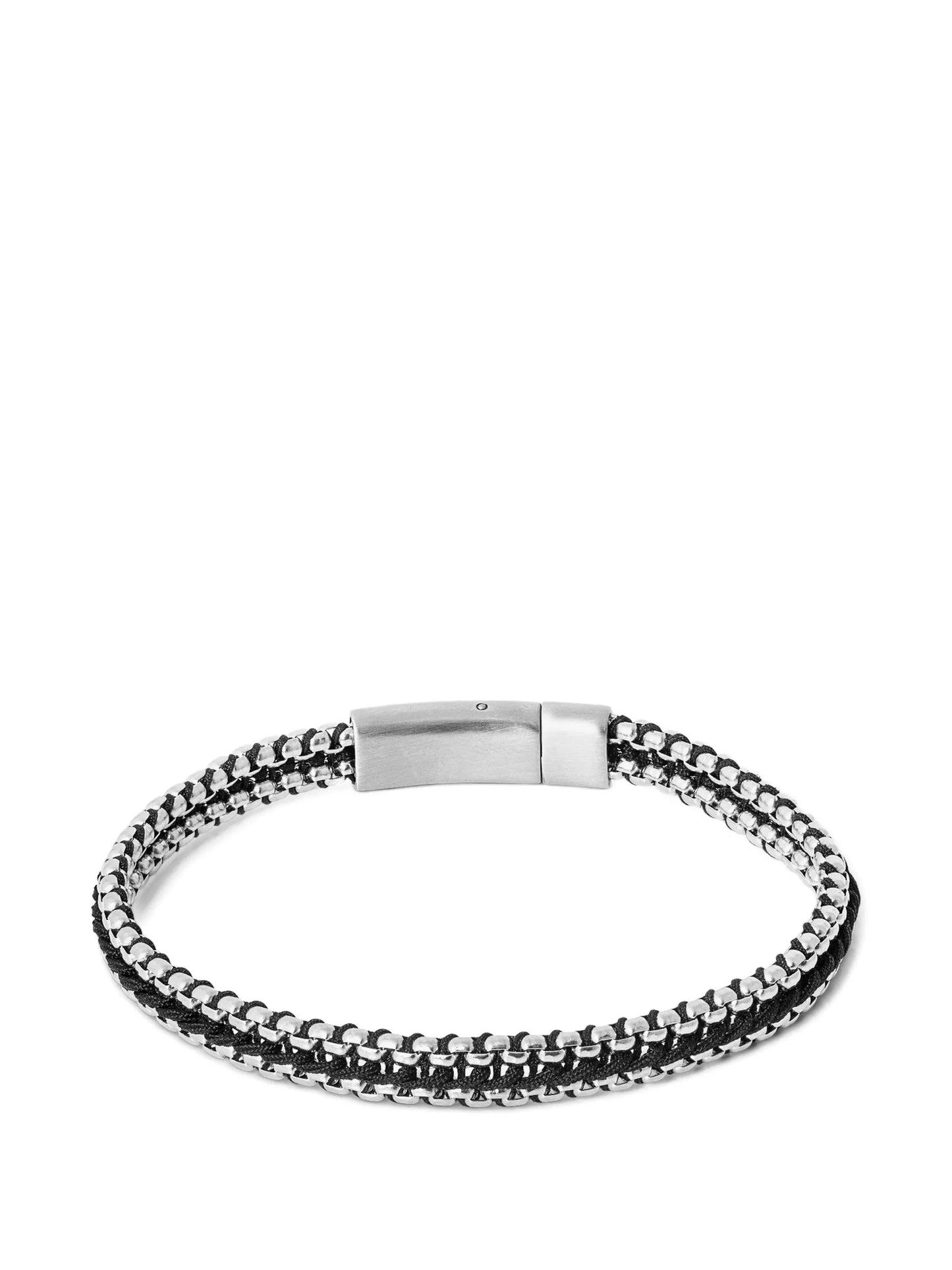 Tris Button Woven-Detail Box-Chain Bracelet
