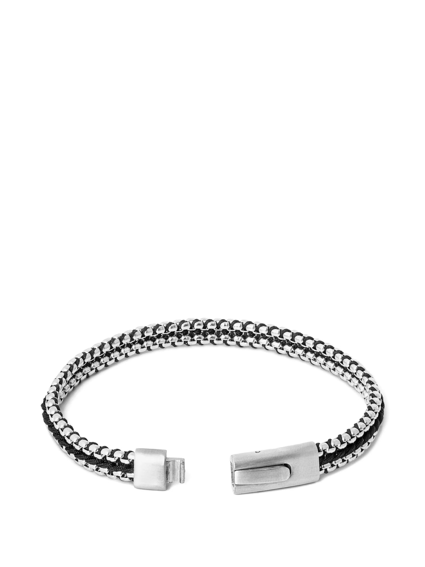 Tris Button Woven-Detail Box-Chain Bracelet