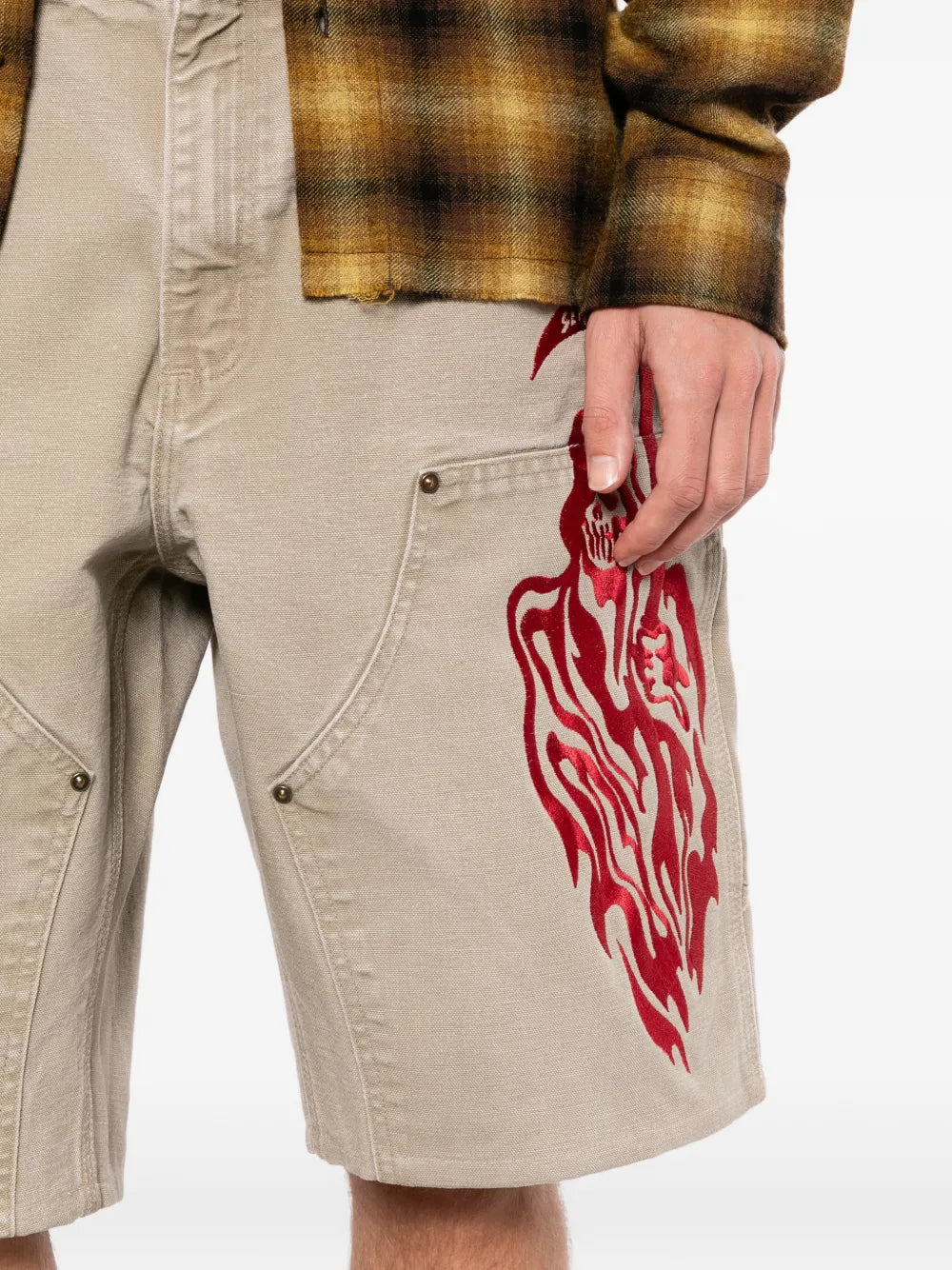 Graphic-Print Panelled Shorts