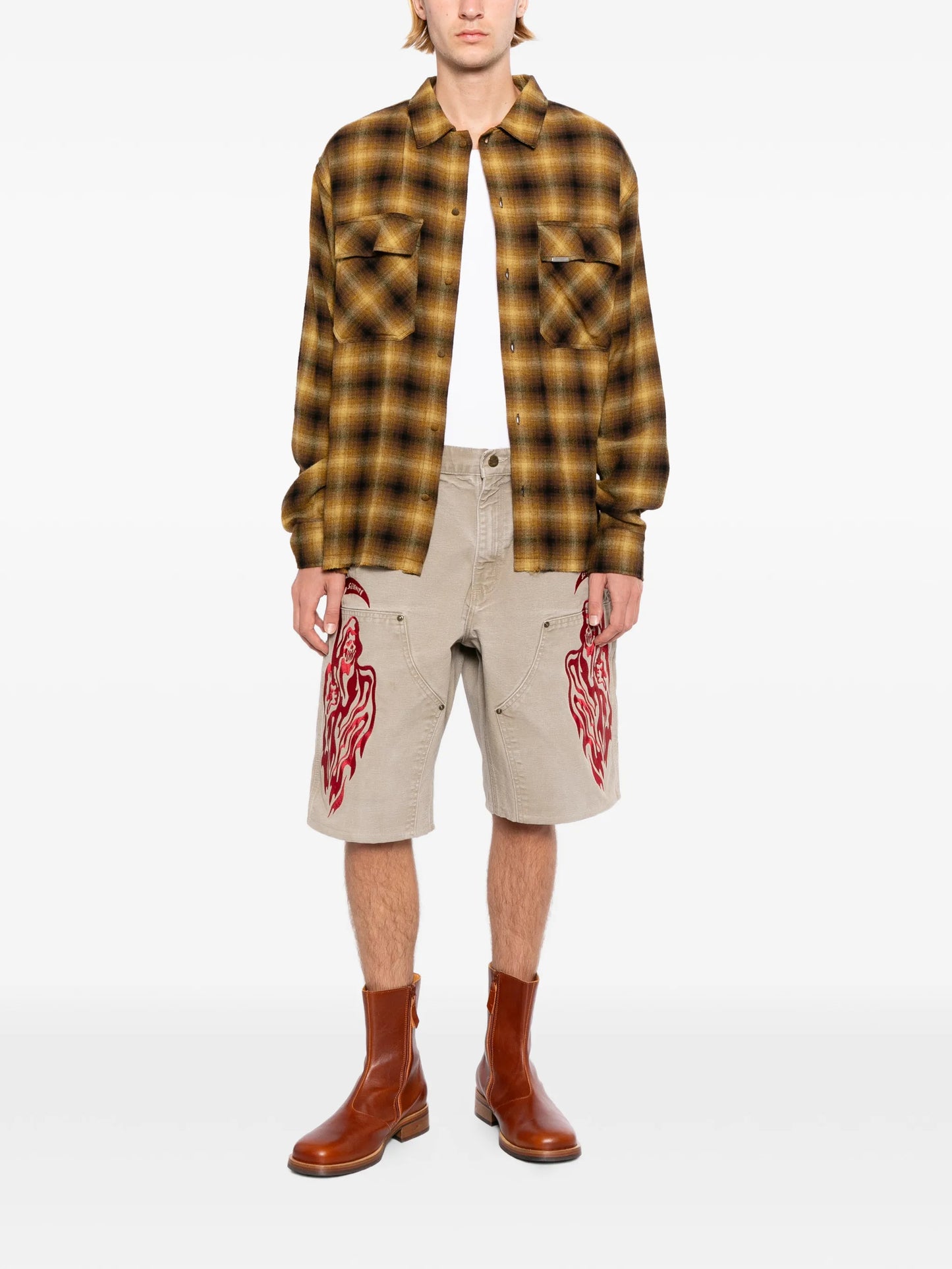 Graphic-Print Panelled Shorts