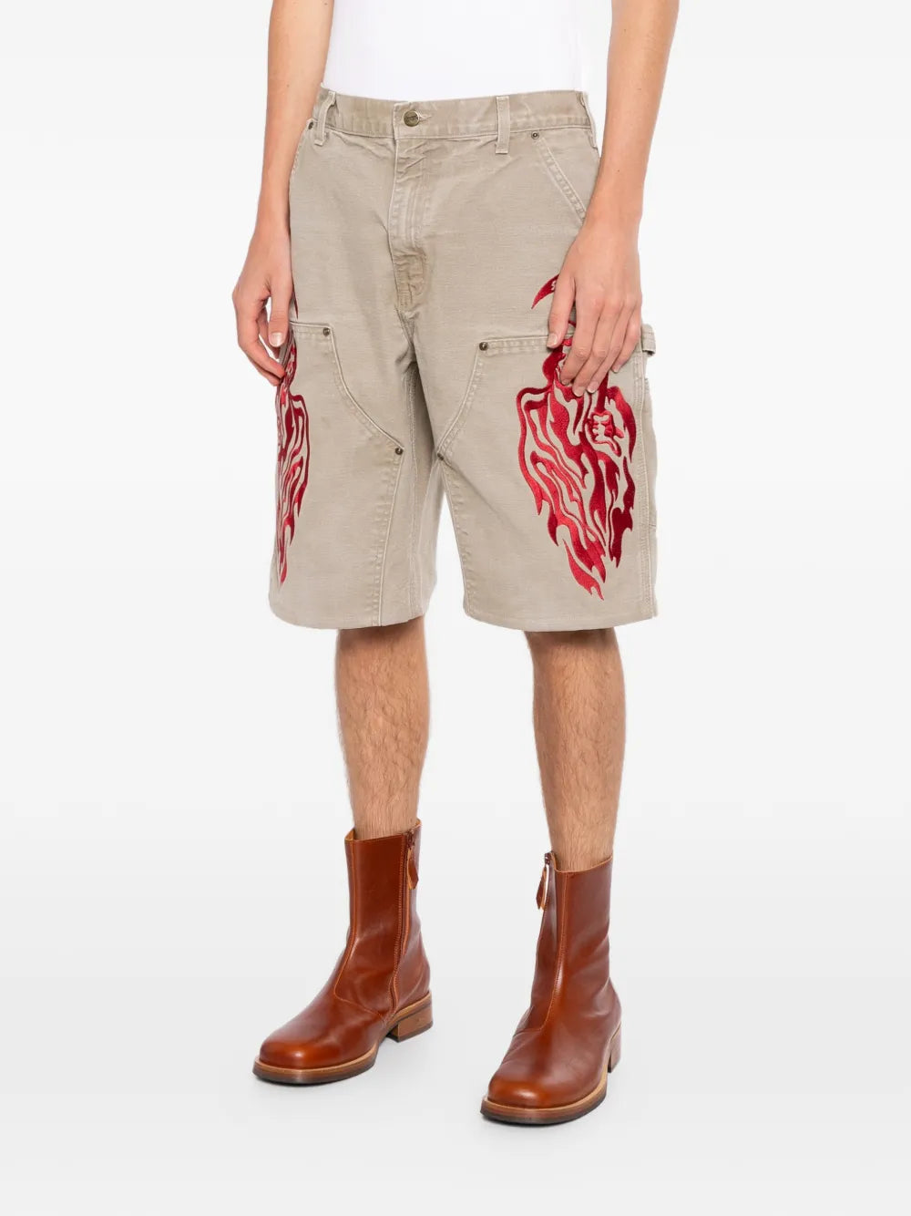 Graphic-Print Panelled Shorts