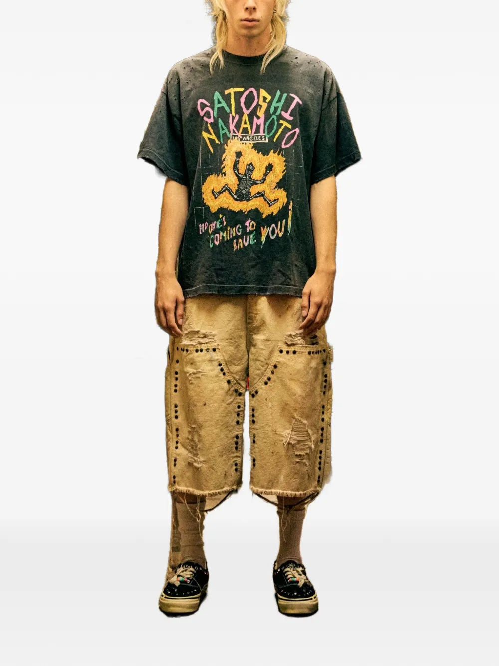 Graphic-Print Distressed T-Shirt