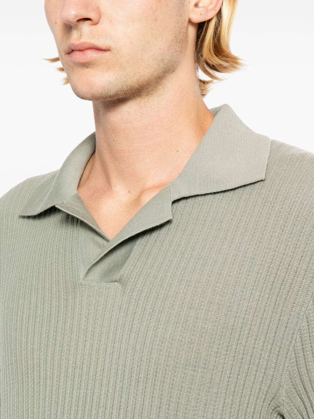 ribbed-knit polo shirt