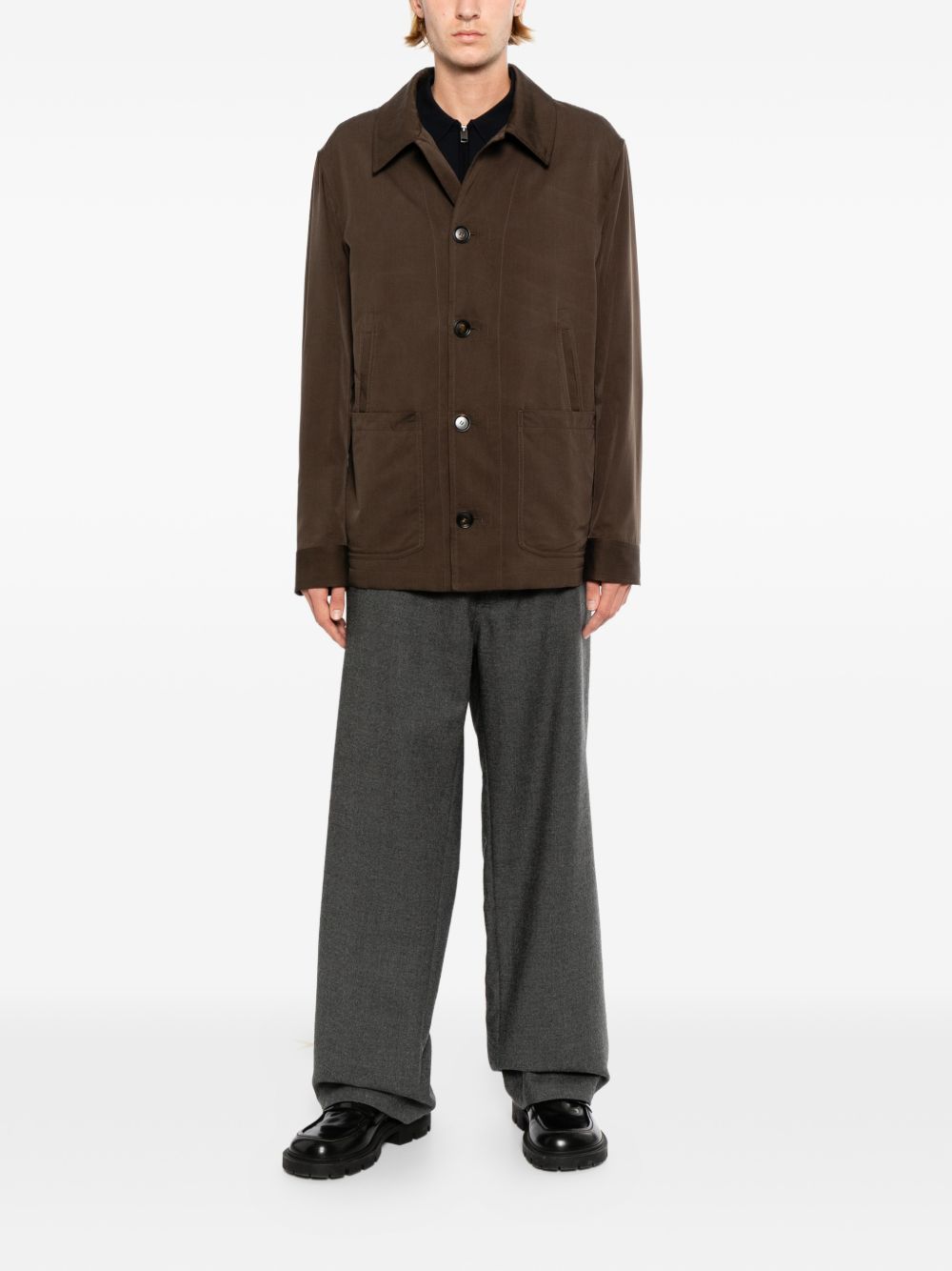 silk buttoned-cuff jacket