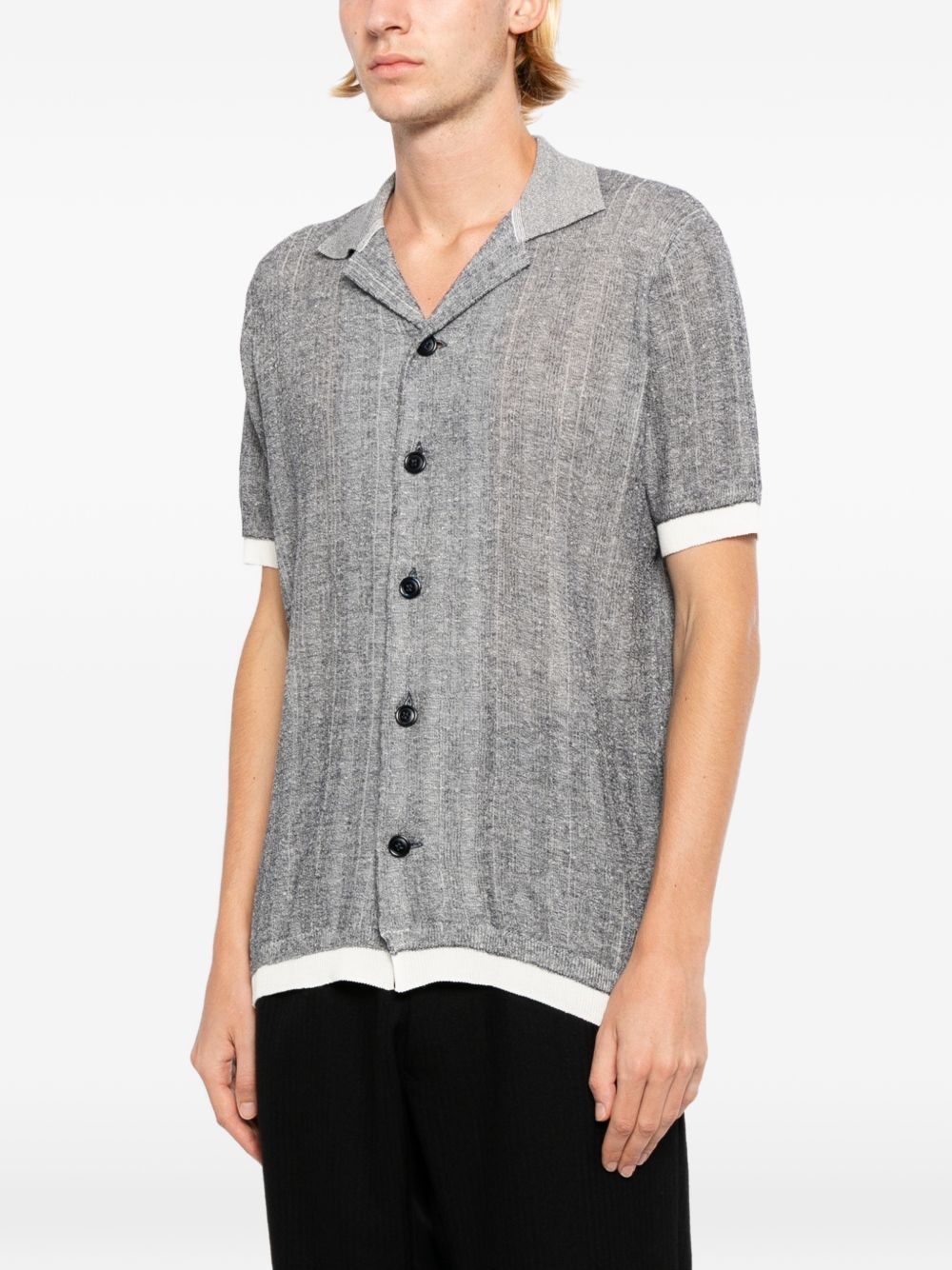 ribbed-knit contrast-trim polo shirt