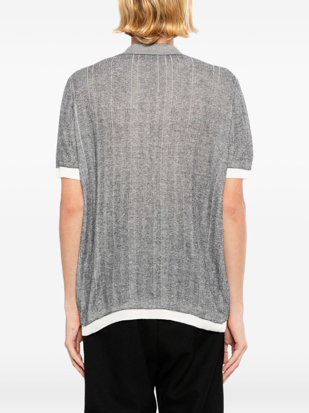 ribbed-knit contrast-trim polo shirt