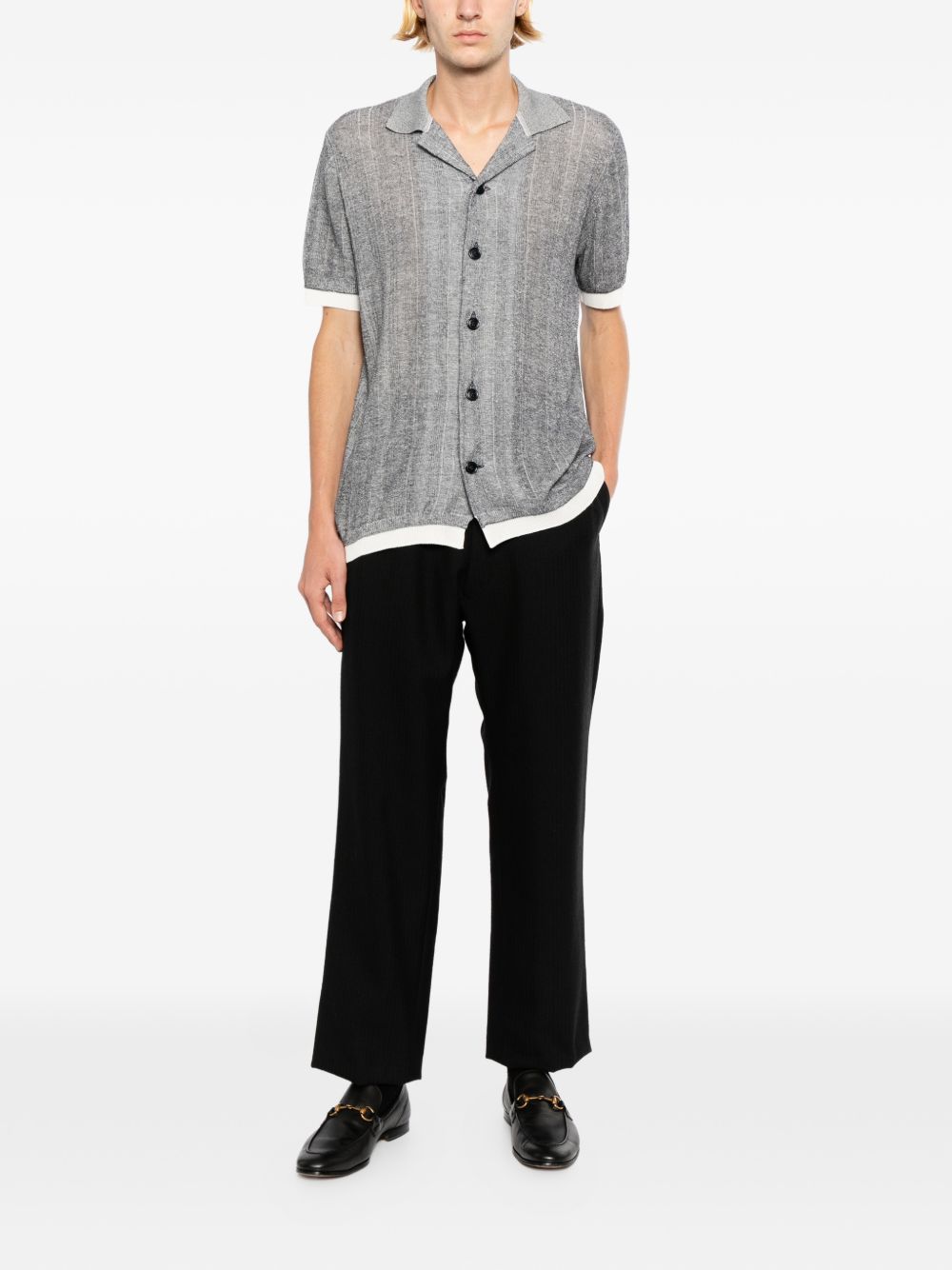 ribbed-knit contrast-trim polo shirt
