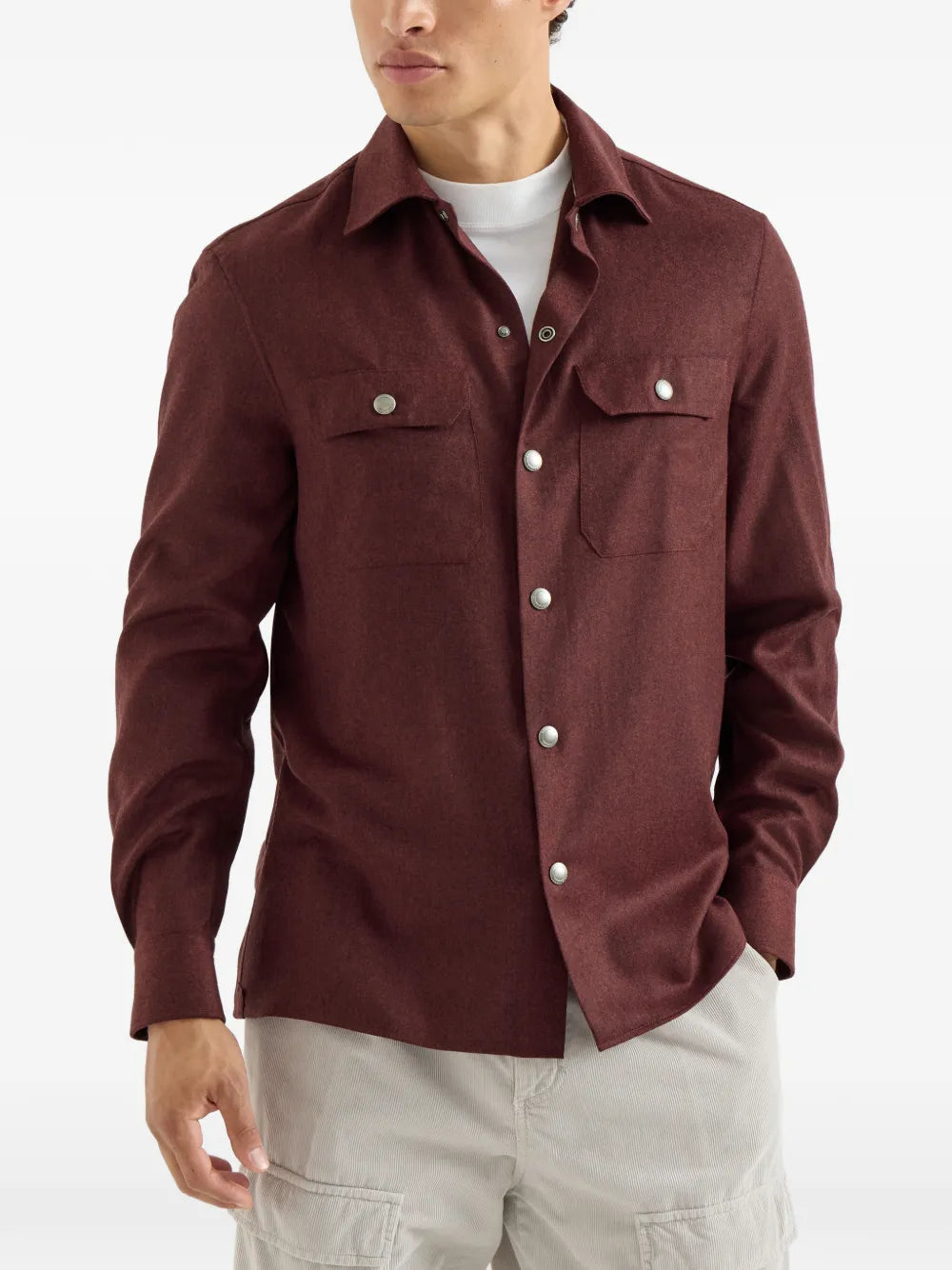 flannel chest-pockets shirt jacket