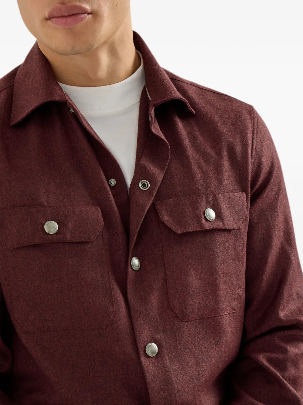 flannel chest-pockets shirt jacket