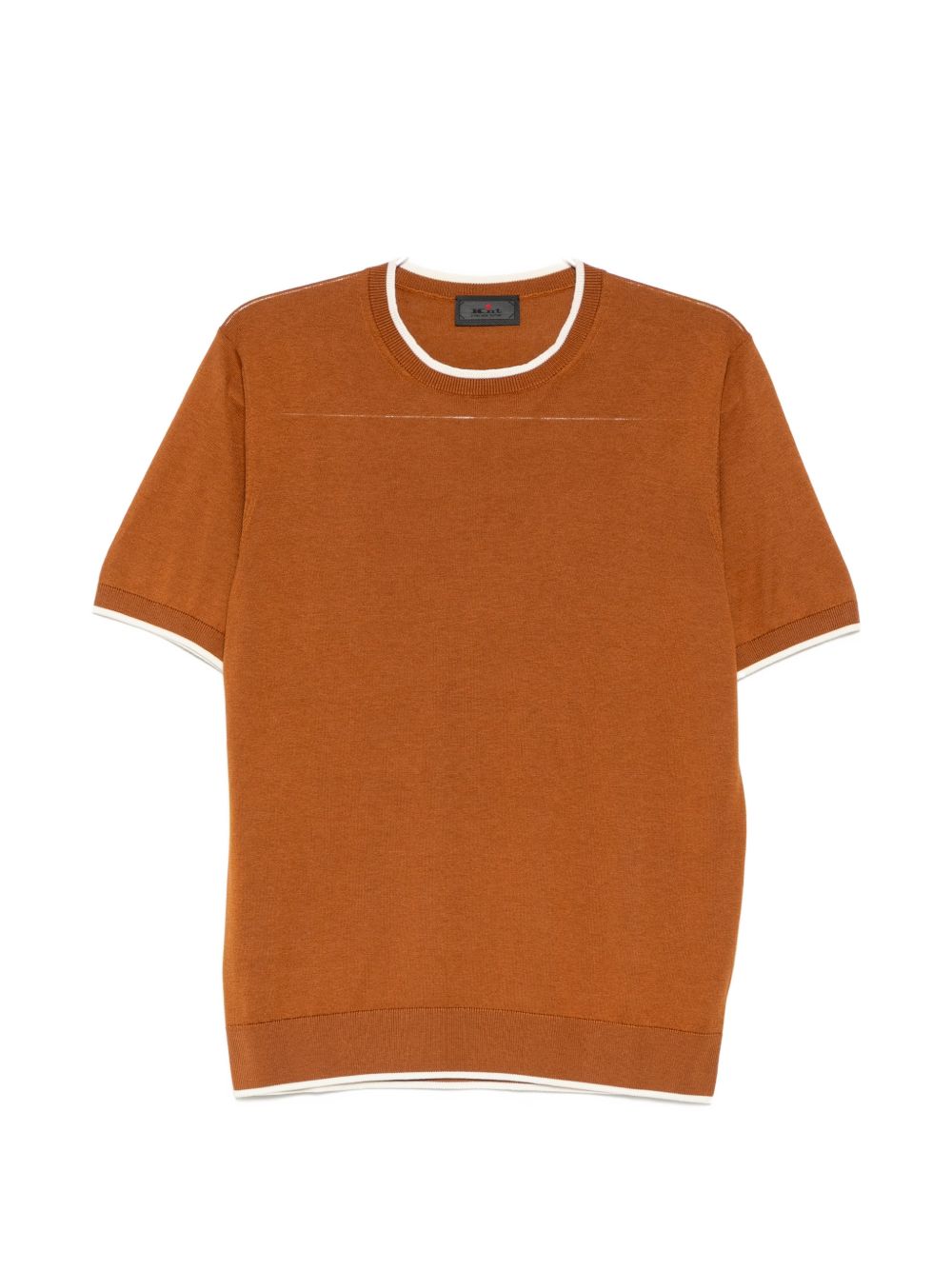 contrast-trim fine-knit T-shirt