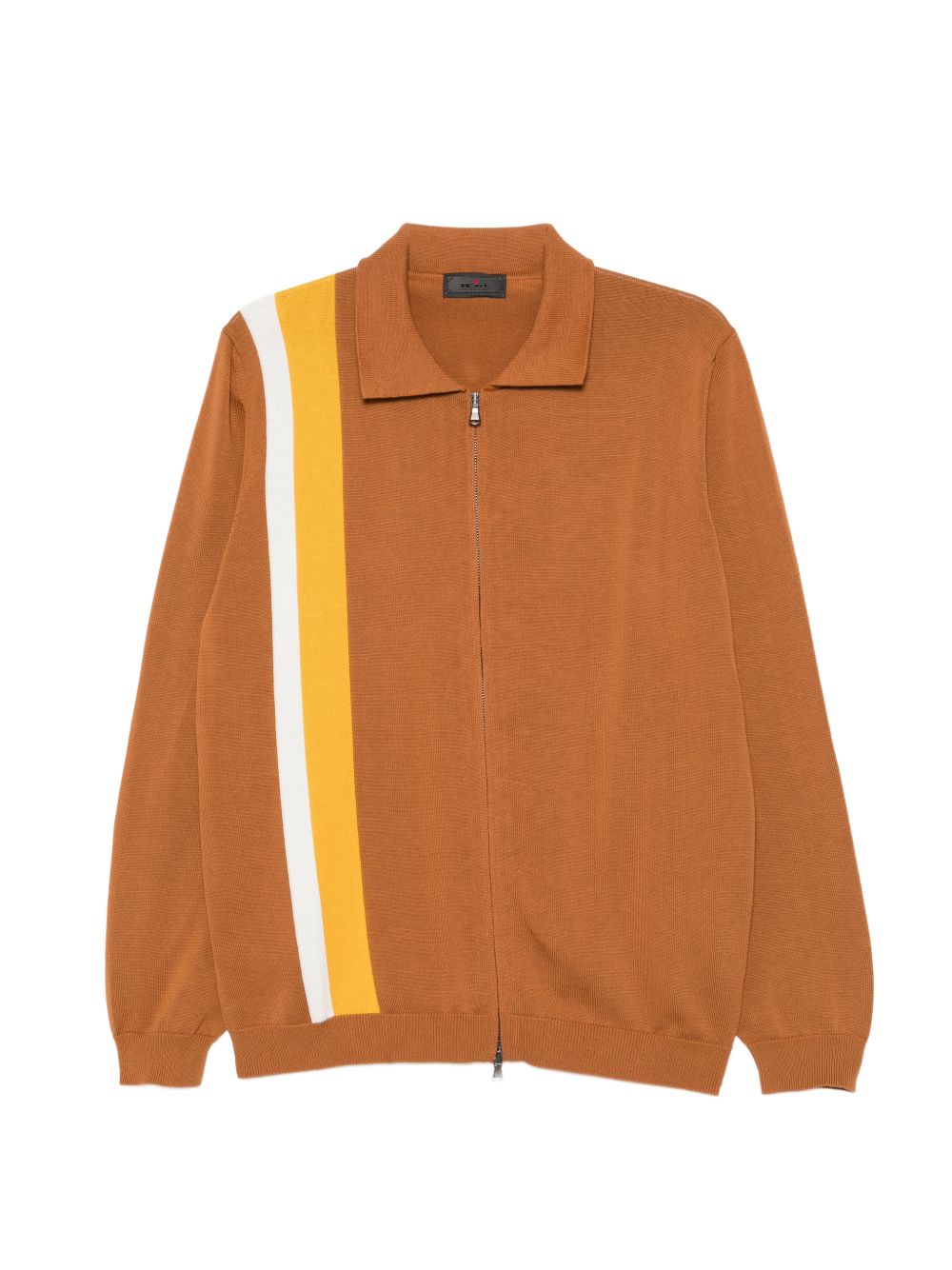 stripe-detail zip-up cardigan 