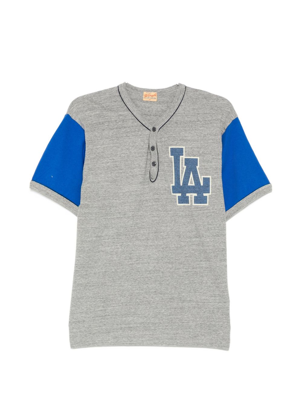 contrast-sleeve henley-neck T-shirt