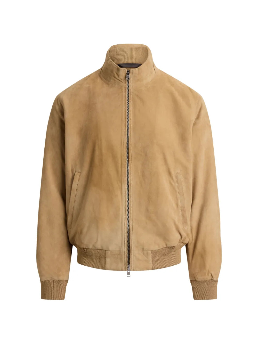zip-up suede jacket