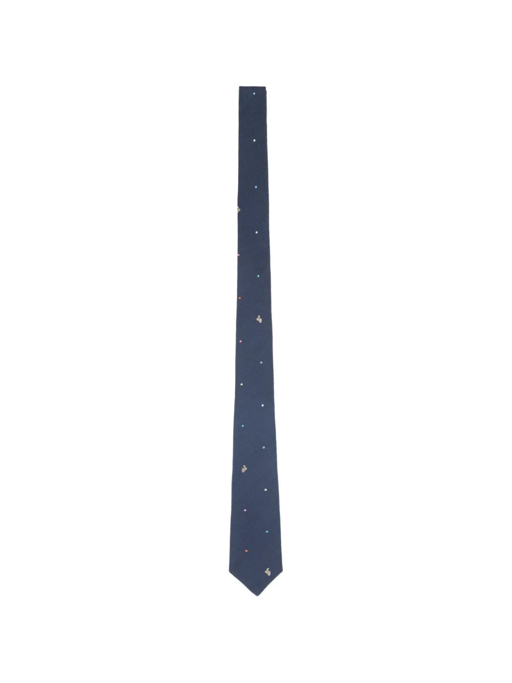 polka-dot rabbit-embroidered tie