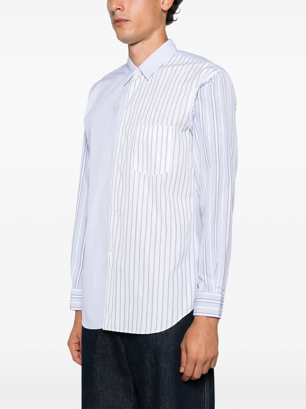 vertical-stripe panelled shirt