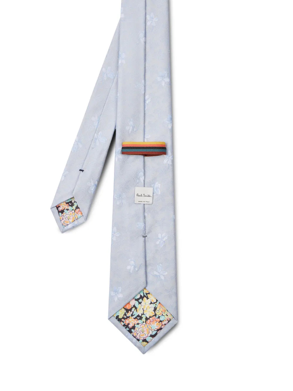 light blue tonal-floral silk tie