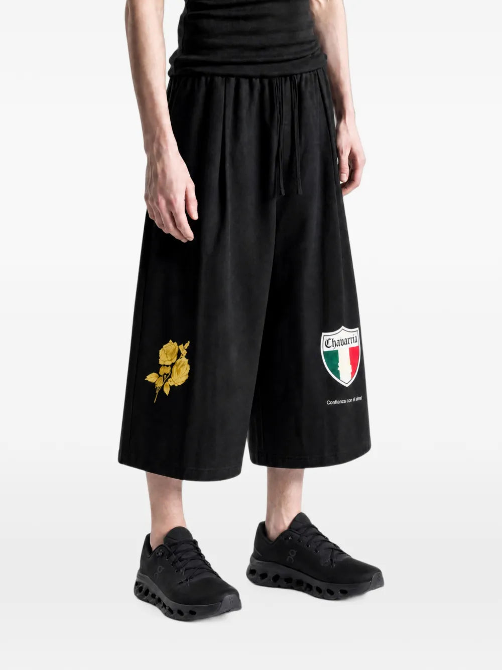 x Willy Chavarria logo-patch floral-embroidered shorts