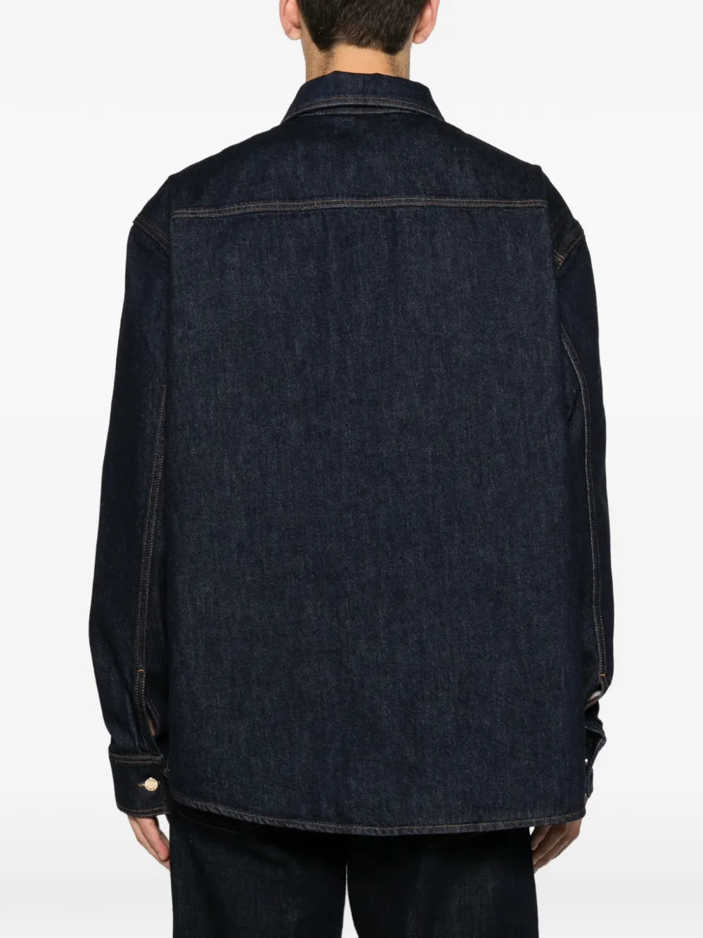 logo-embroidered denim shirt